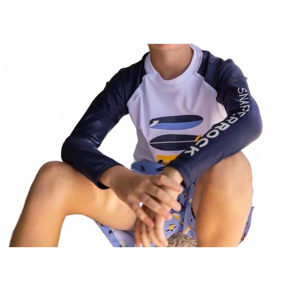 NEW SNAPPER ROCK boys wave break long sleeve rash top in white